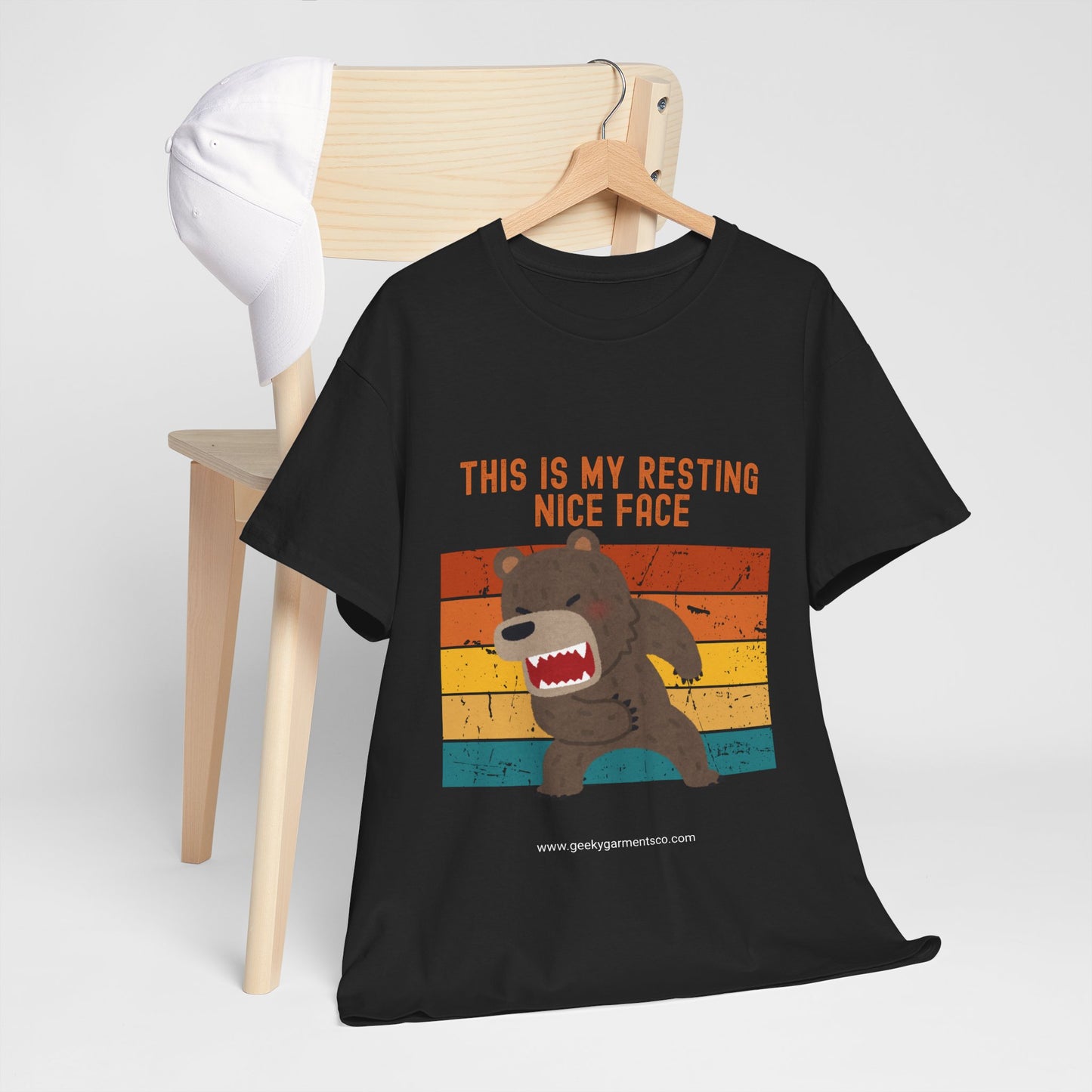 "This is my resting nice face" Angry Bear Retro Sunset Tee