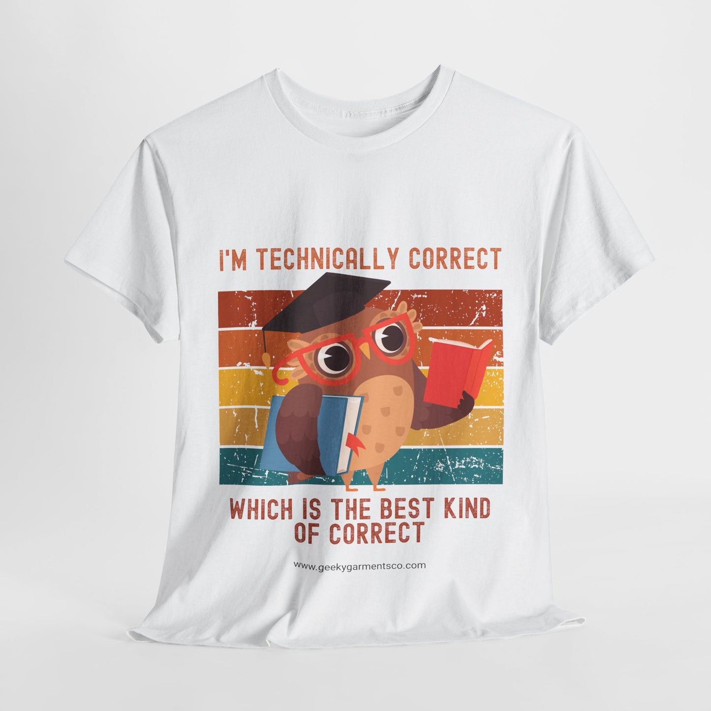 "I'm technically correct, which is the best kind of correct" Smarty Pants Owl Retro Sunset Tee