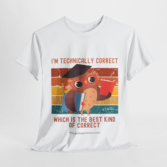 "I'm technically correct, which is the best kind of correct" Smarty Pants Owl Retro Sunset Tee