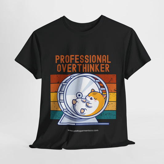 "Professional Overthinker" Hamster in a Wheel Retro Sunset Tee