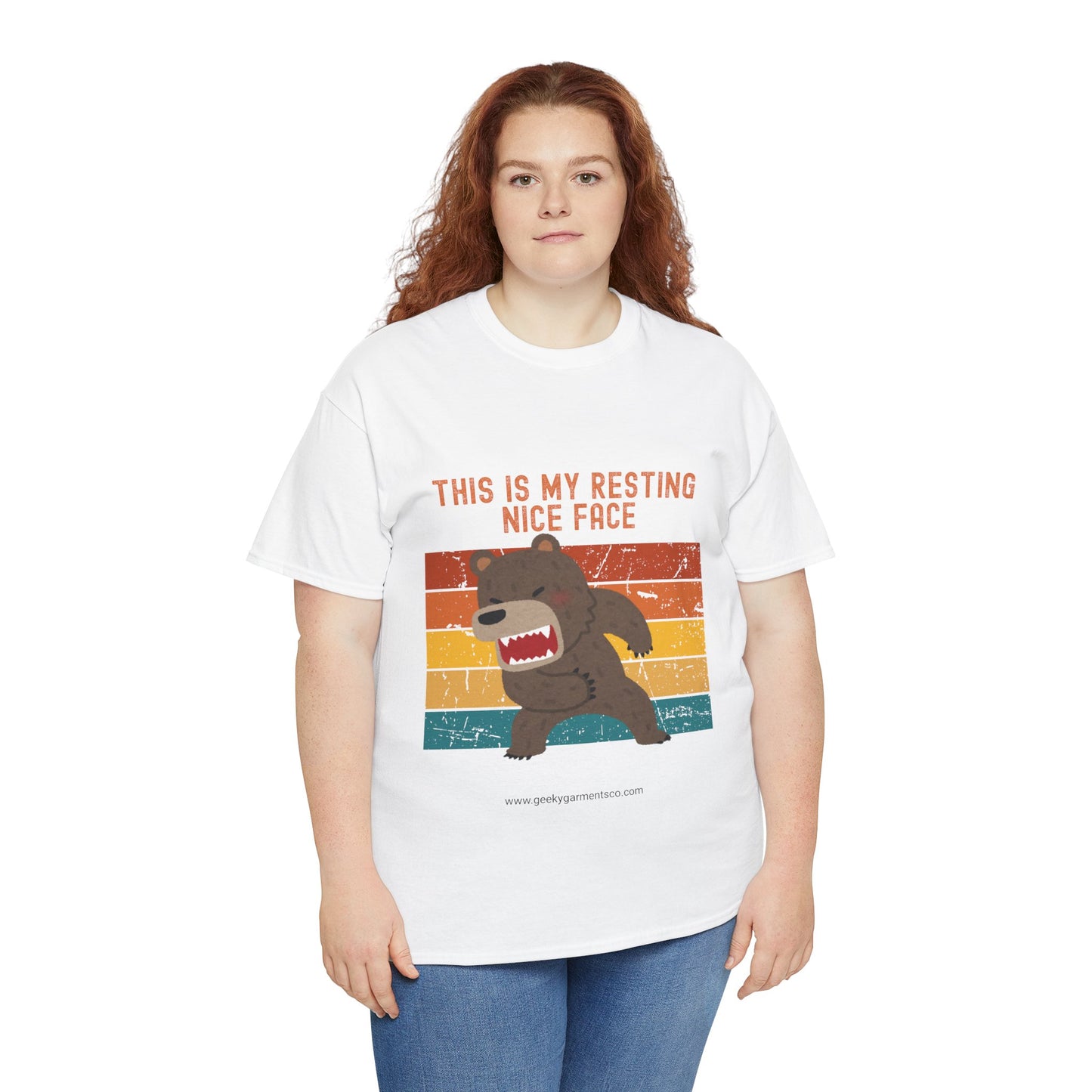 "This is my resting nice face" Angry Bear Retro Sunset Tee