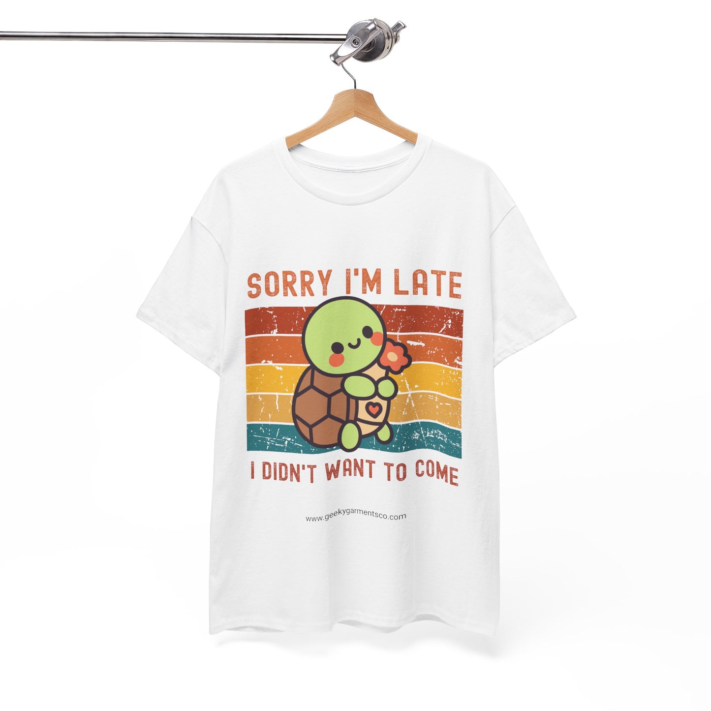 Sorry I'm late, I didn't want to come - Turtle on Retro Sunset Tee