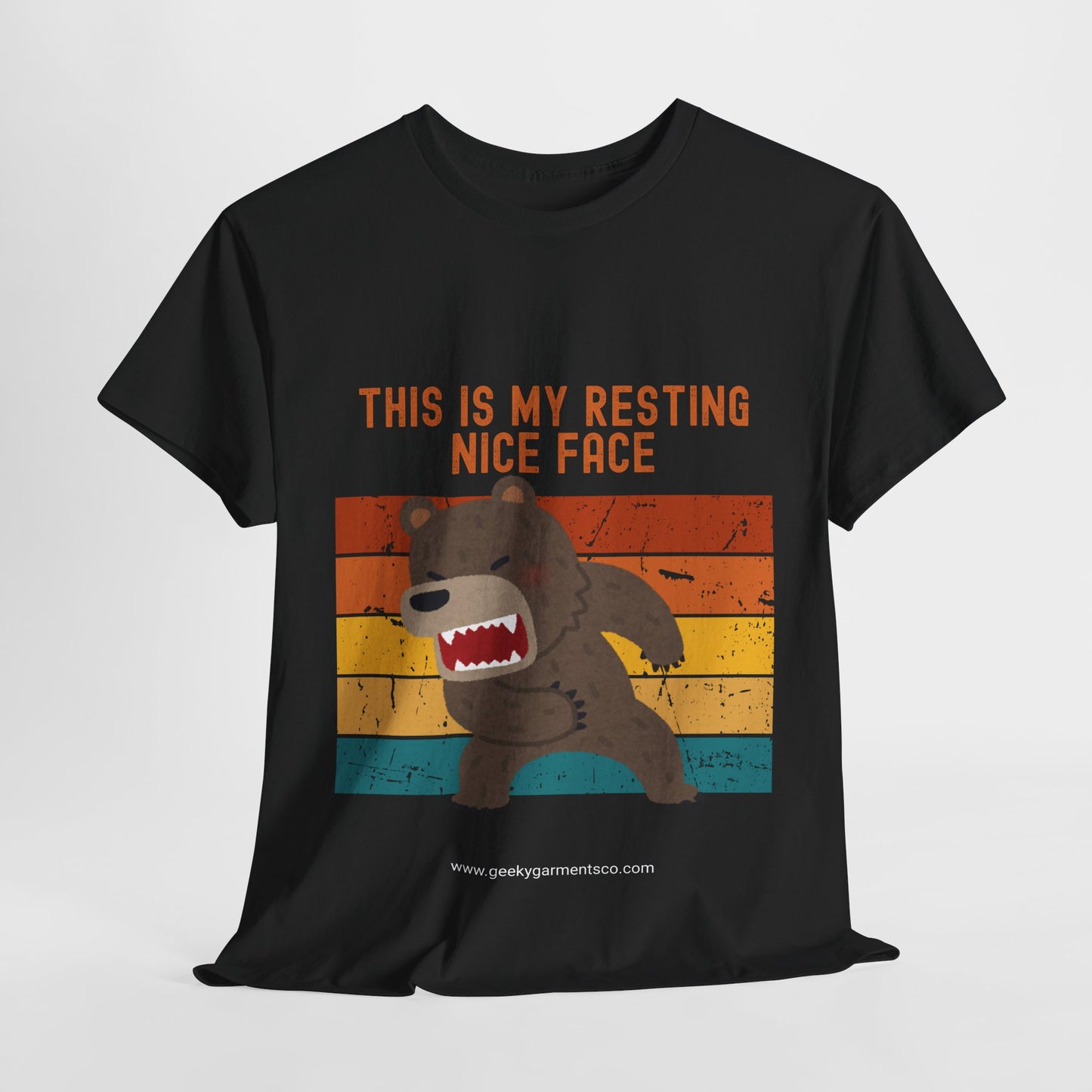 "This is my resting nice face" Angry Bear Retro Sunset Tee