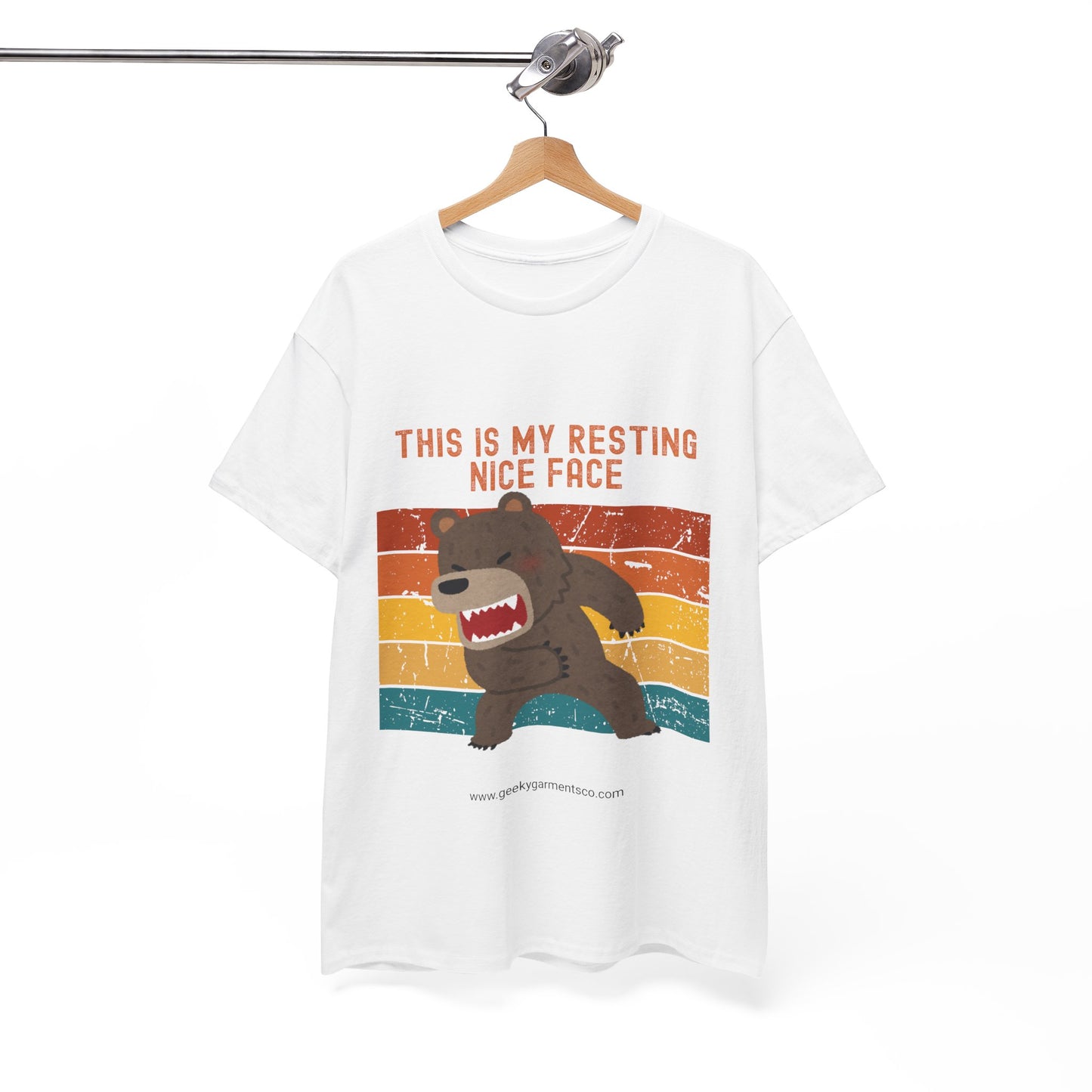 "This is my resting nice face" Angry Bear Retro Sunset Tee