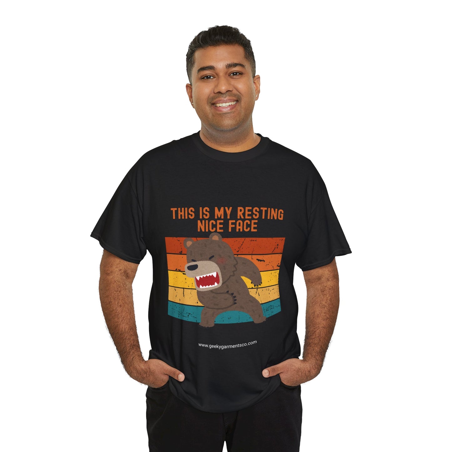 "This is my resting nice face" Angry Bear Retro Sunset Tee