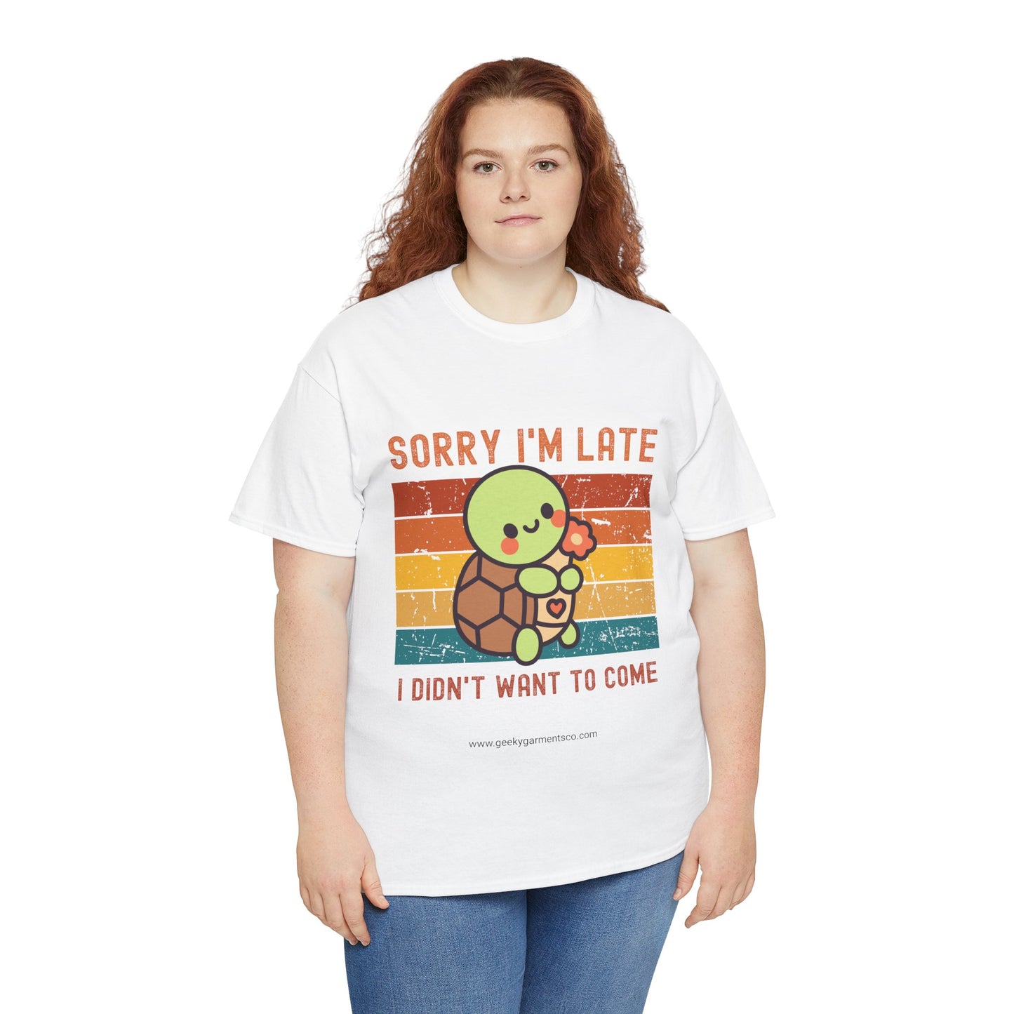 Sorry I'm late, I didn't want to come - Turtle on Retro Sunset Tee