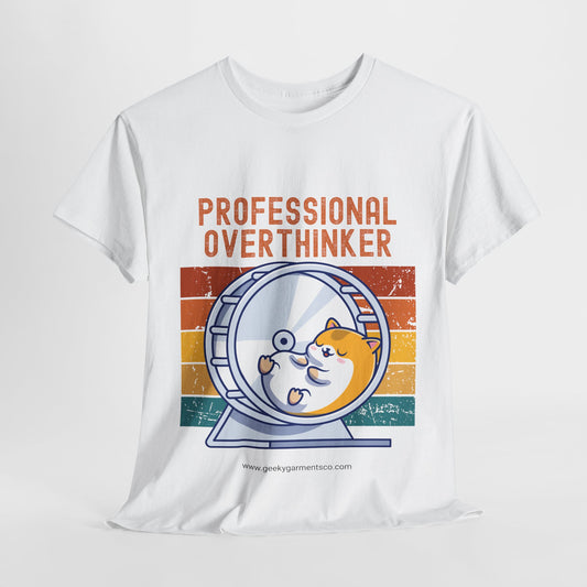 "Professional Overthinker" Hamster in a Wheel Retro Sunset Tee