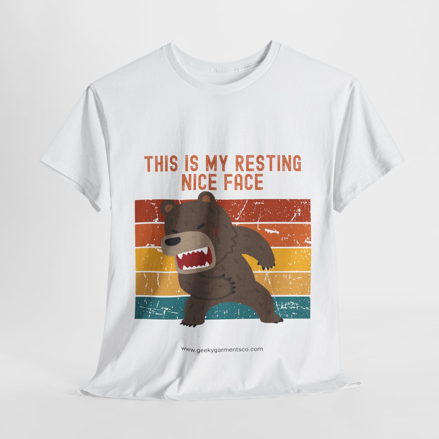 "This is my resting nice face" Angry Bear Retro Sunset Tee