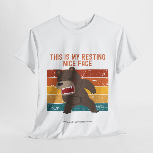 "This is my resting nice face" Angry Bear Retro Sunset Tee