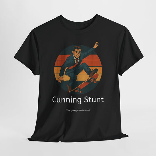 Retro Skateboard Cunning Stunt T-Shirt | Vintage Sunset Sneaky Spy on a Skateboard Tee
