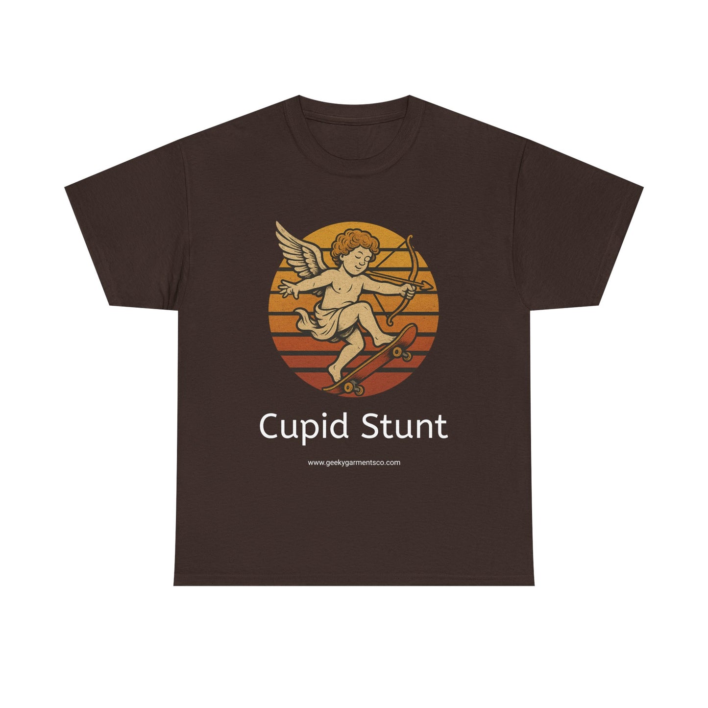 Retro Skateboard Cupid Stunt T-Shirt | Vintage Sunset Cherub Ollie Tee