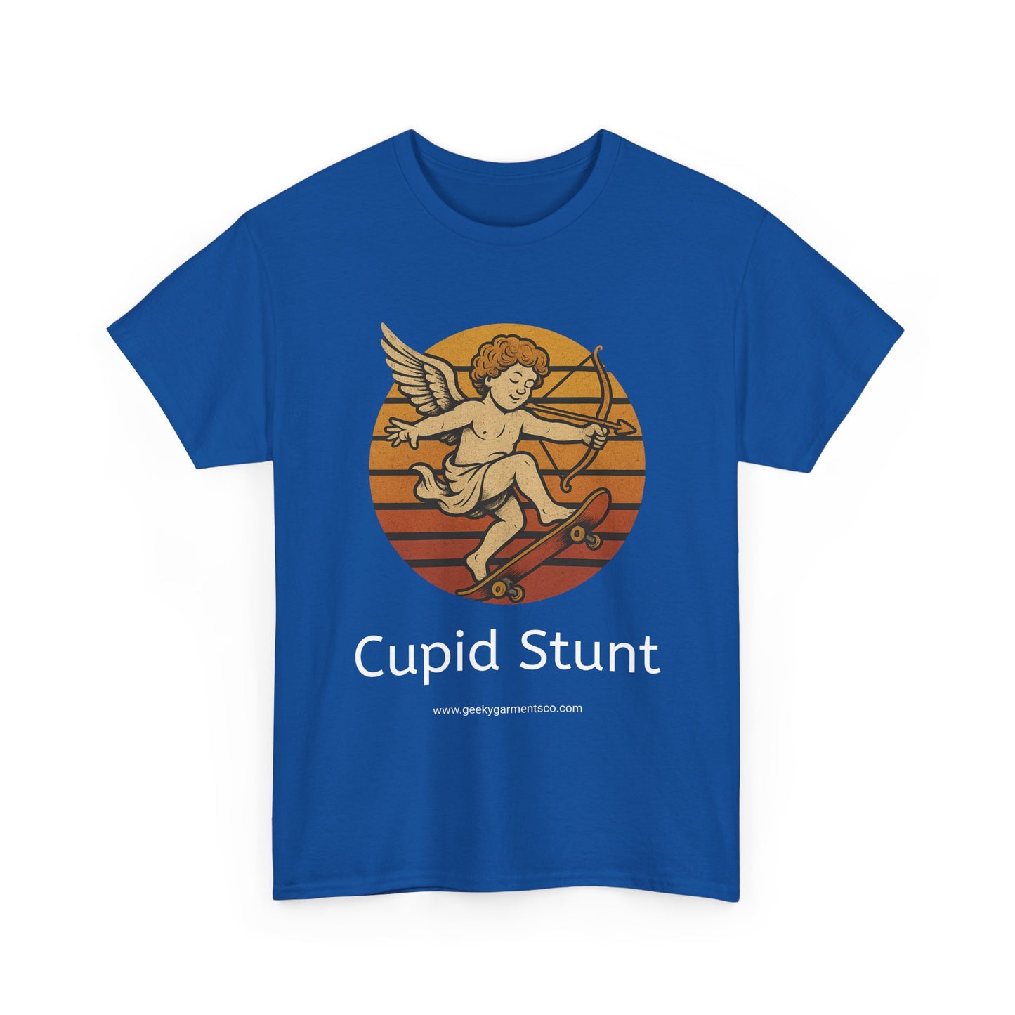 Retro Skateboard Cupid Stunt T-Shirt | Vintage Sunset Cherub Ollie Tee