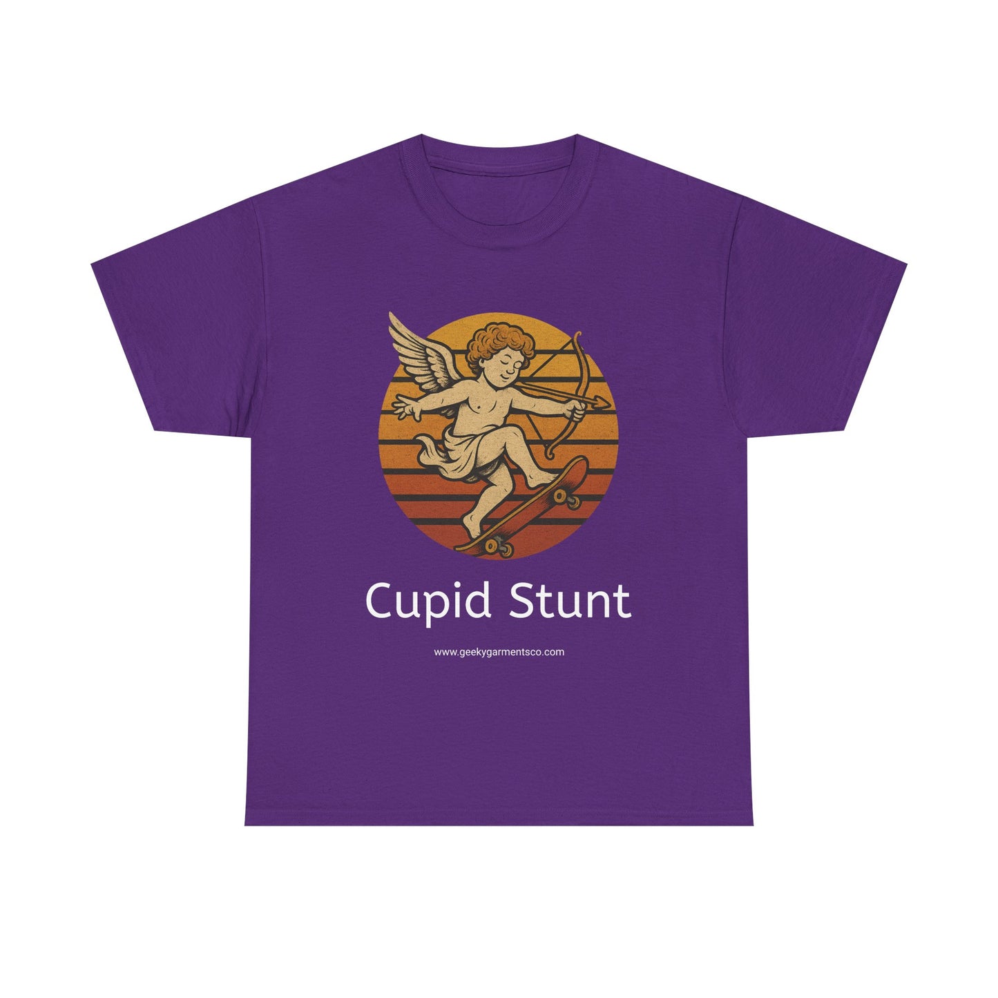 Retro Skateboard Cupid Stunt T-Shirt | Vintage Sunset Cherub Ollie Tee