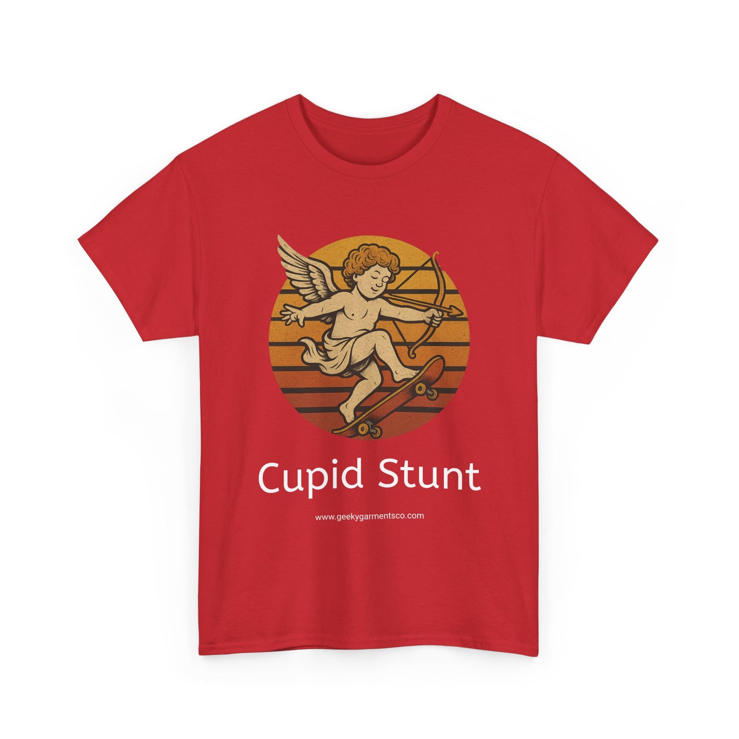 Retro Skateboard Cupid Stunt T-Shirt | Vintage Sunset Cherub Ollie Tee