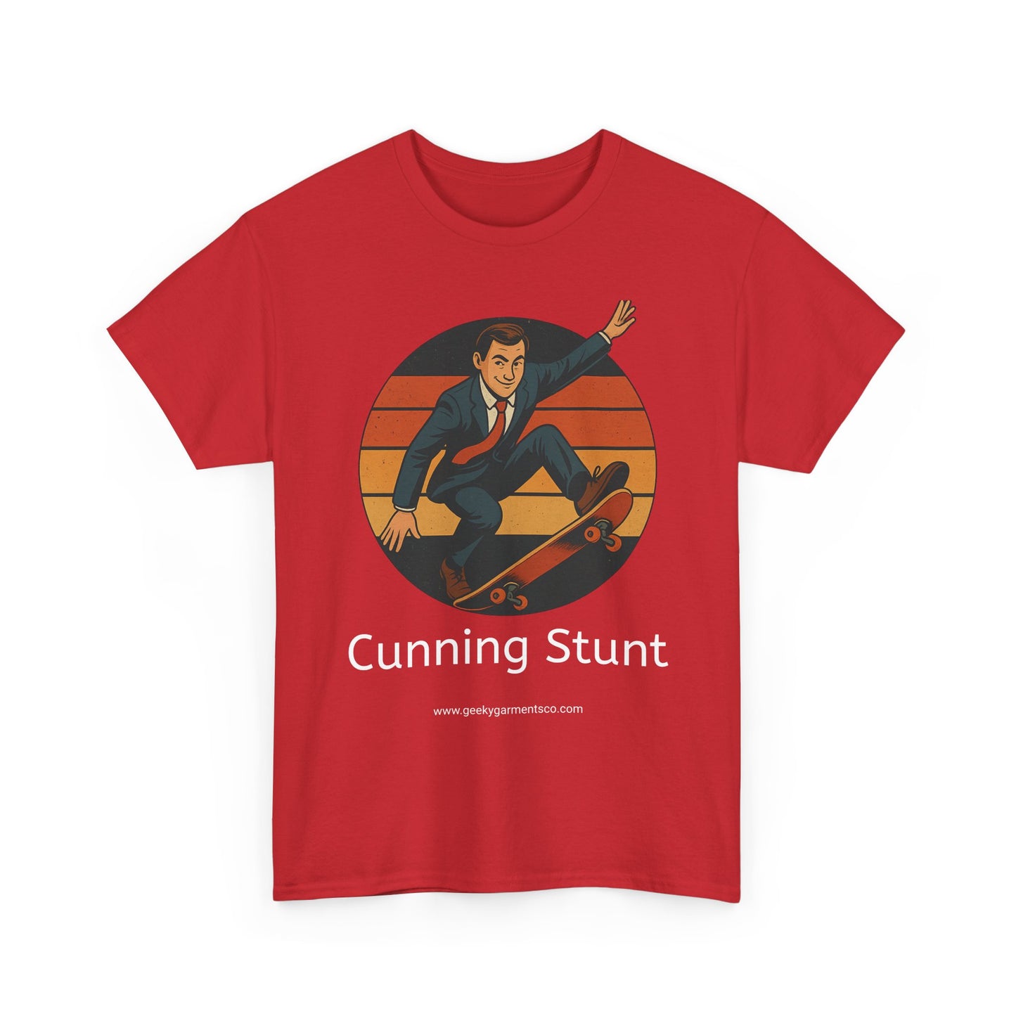 Retro Skateboard Cunning Stunt T-Shirt | Vintage Sunset Sneaky Spy on a Skateboard Tee