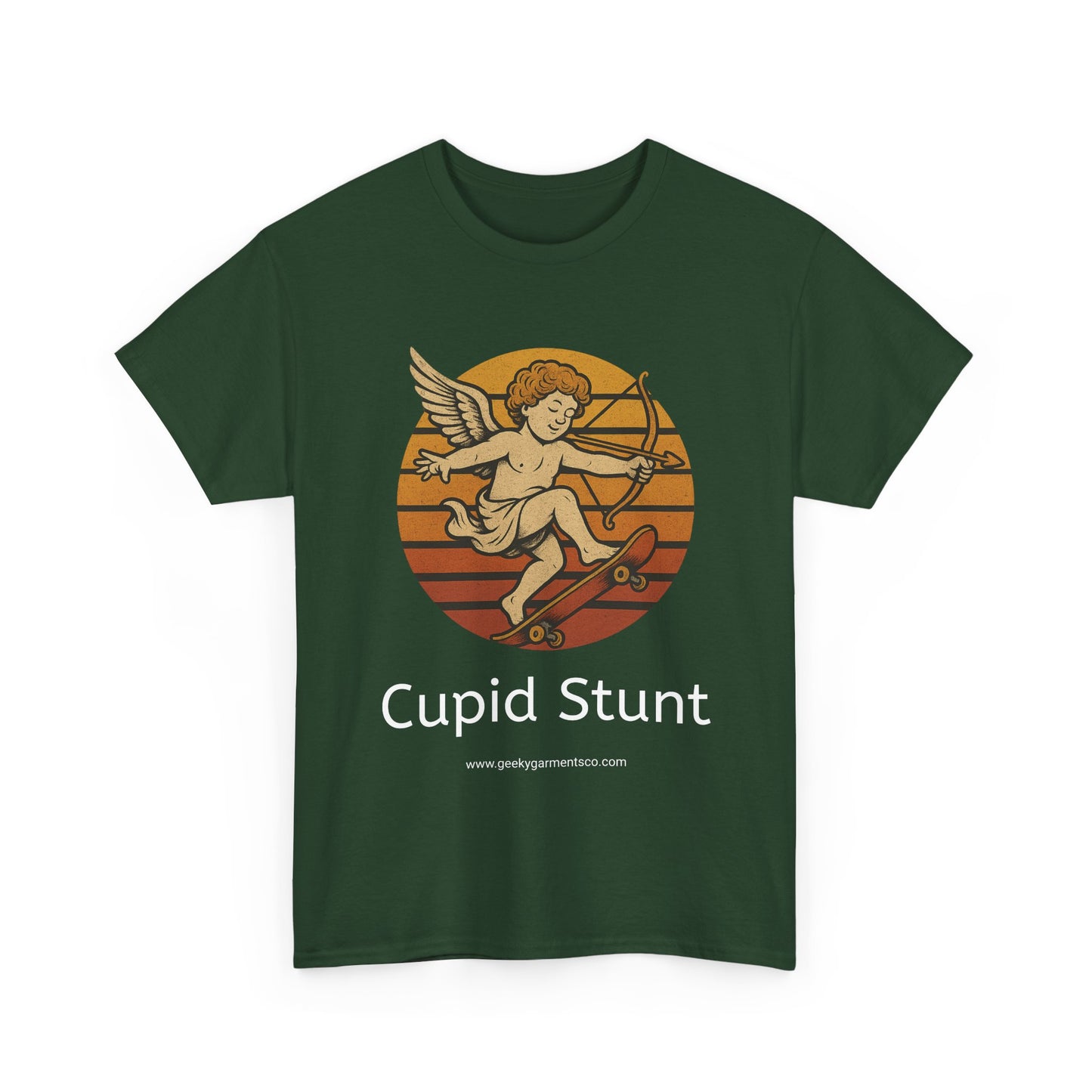 Retro Skateboard Cupid Stunt T-Shirt | Vintage Sunset Cherub Ollie Tee