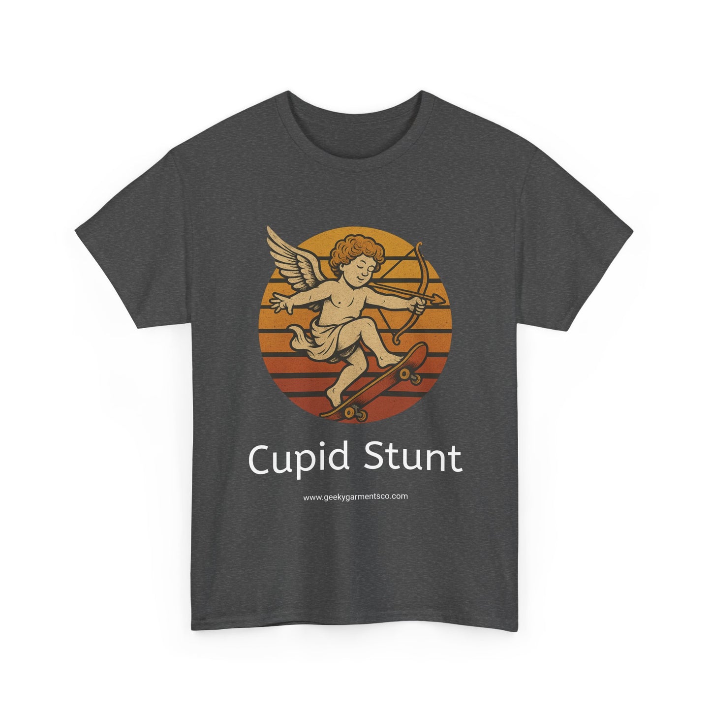 Retro Skateboard Cupid Stunt T-Shirt | Vintage Sunset Cherub Ollie Tee