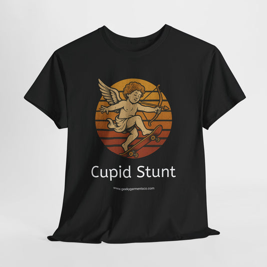 Retro Skateboard Cupid Stunt T-Shirt | Vintage Sunset Cherub Ollie Tee