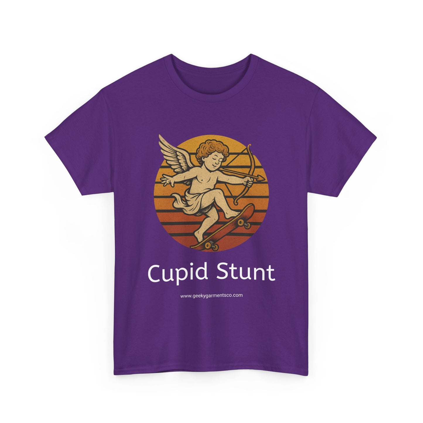 Retro Skateboard Cupid Stunt T-Shirt | Vintage Sunset Cherub Ollie Tee