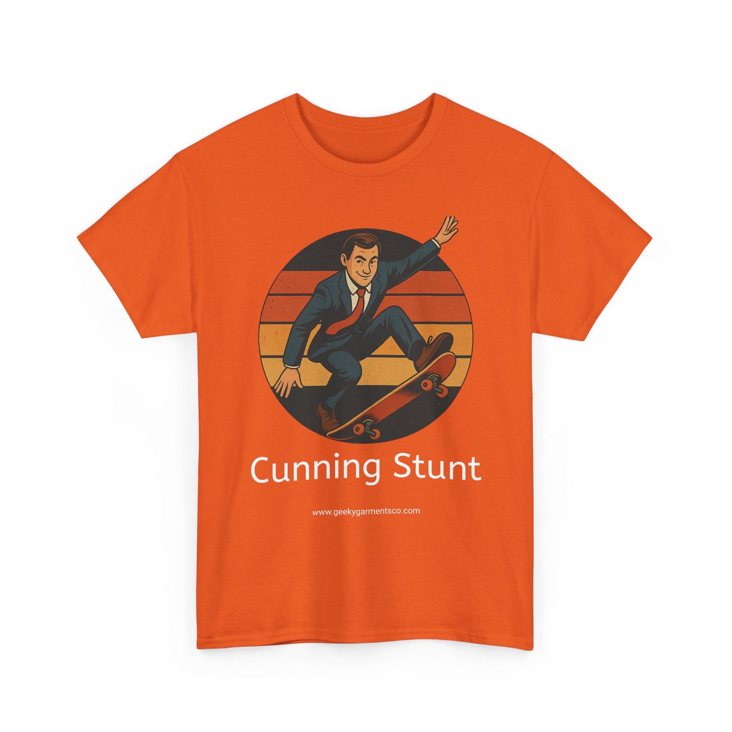 Retro Skateboard Cunning Stunt T-Shirt | Vintage Sunset Sneaky Spy on a Skateboard Tee