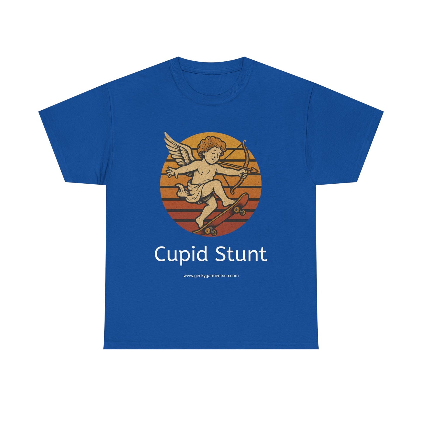 Retro Skateboard Cupid Stunt T-Shirt | Vintage Sunset Cherub Ollie Tee