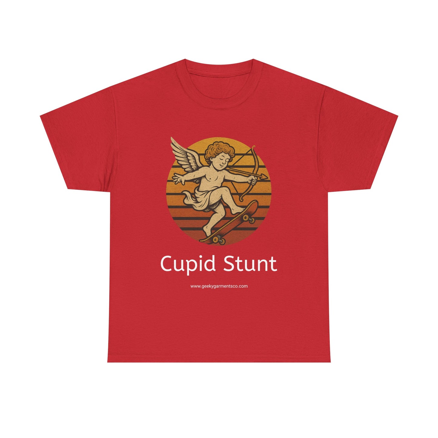 Retro Skateboard Cupid Stunt T-Shirt | Vintage Sunset Cherub Ollie Tee
