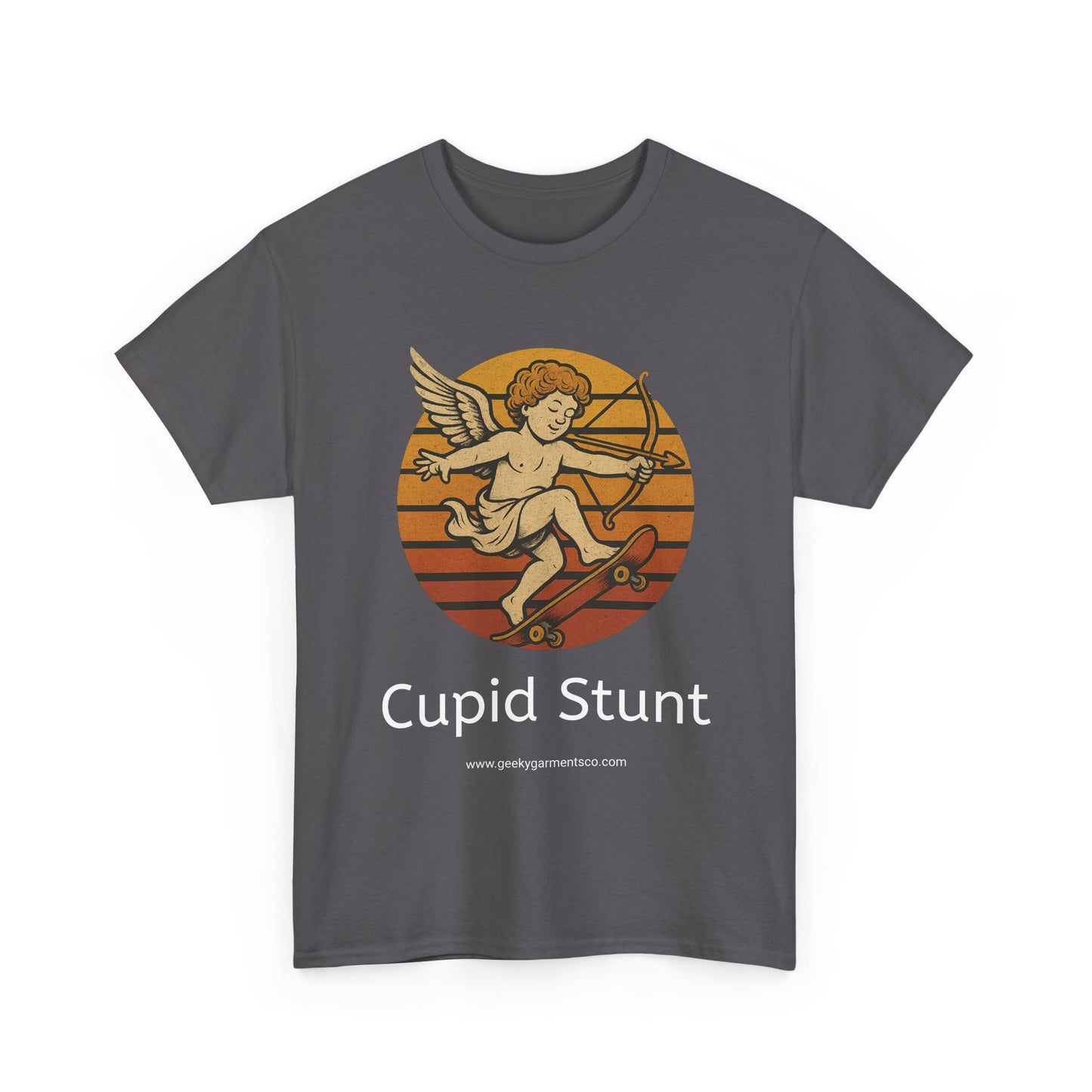 Retro Skateboard Cupid Stunt T-Shirt | Vintage Sunset Cherub Ollie Tee