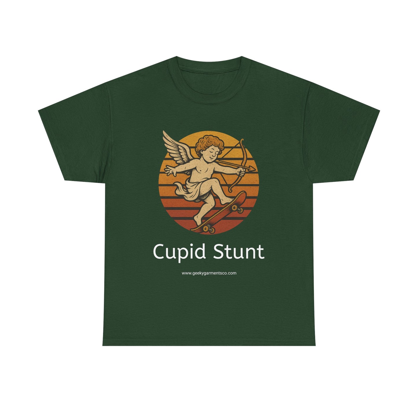 Retro Skateboard Cupid Stunt T-Shirt | Vintage Sunset Cherub Ollie Tee
