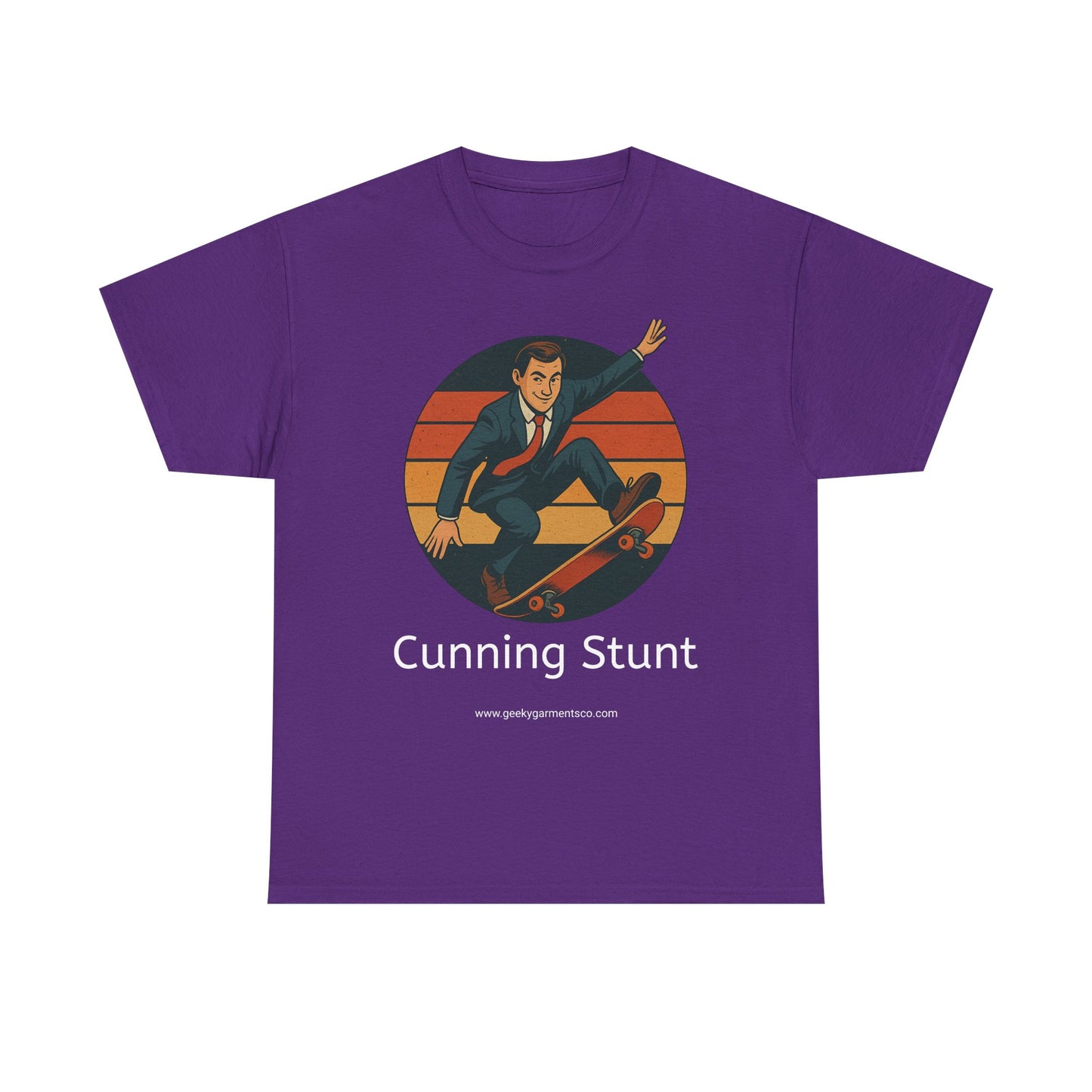 Retro Skateboard Cunning Stunt T-Shirt | Vintage Sunset Sneaky Spy on a Skateboard Tee
