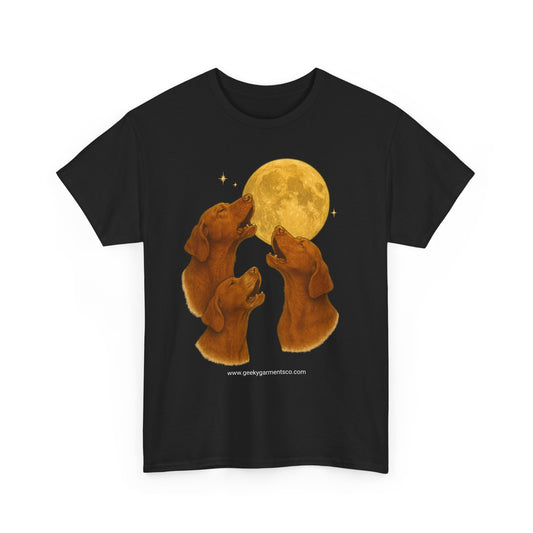 Vizsla Moon T-Shirt, Howling Dogs Meme Tee, Three Dog Night Shirt, Vizsla Lover Gift, Unisex Cotton Top
