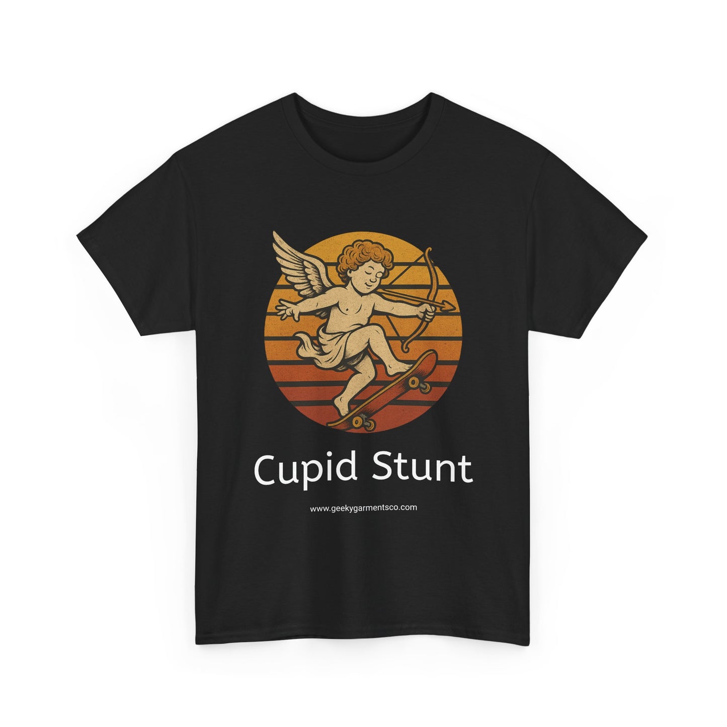 Retro Skateboard Cupid Stunt T-Shirt | Vintage Sunset Cherub Ollie Tee