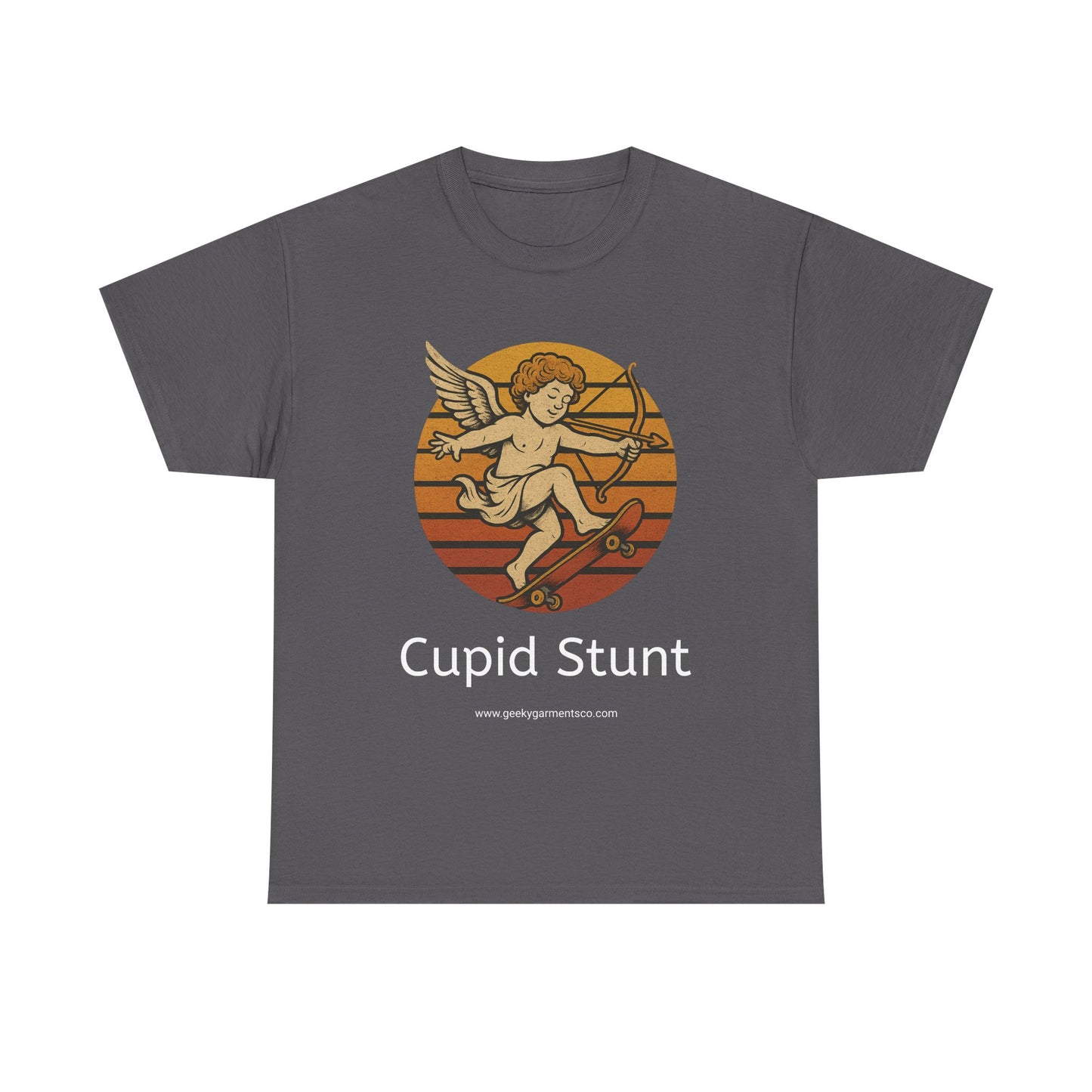 Retro Skateboard Cupid Stunt T-Shirt | Vintage Sunset Cherub Ollie Tee