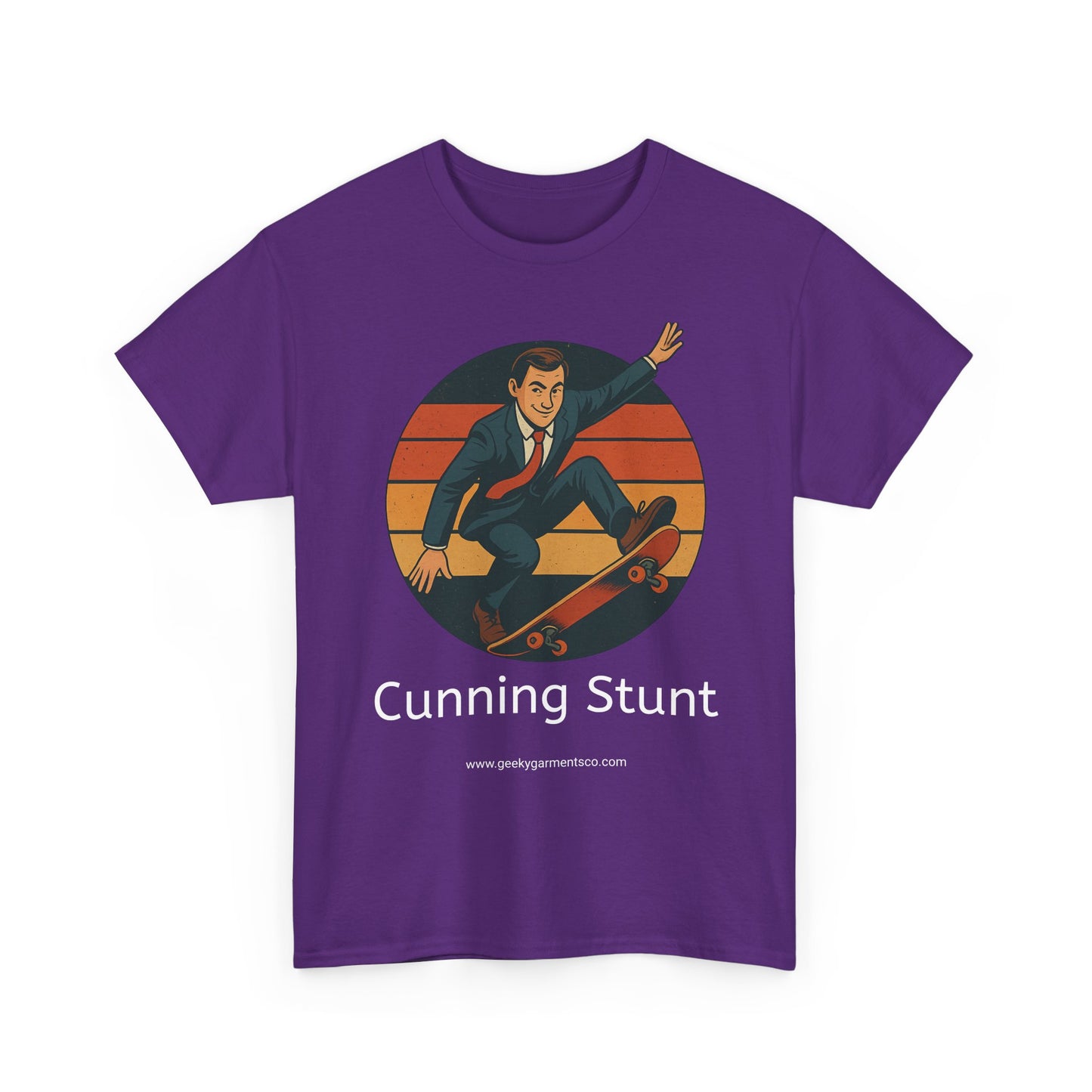 Retro Skateboard Cunning Stunt T-Shirt | Vintage Sunset Sneaky Spy on a Skateboard Tee