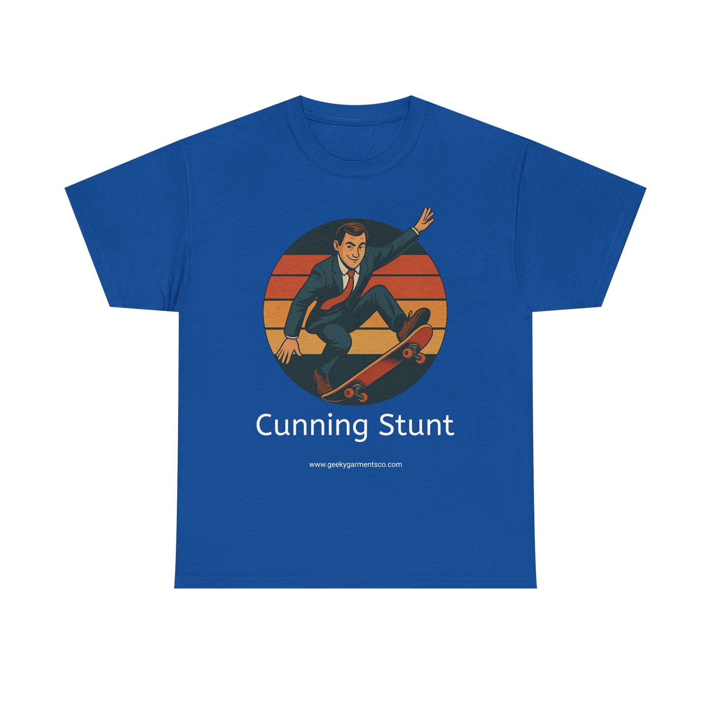Retro Skateboard Cunning Stunt T-Shirt | Vintage Sunset Sneaky Spy on a Skateboard Tee