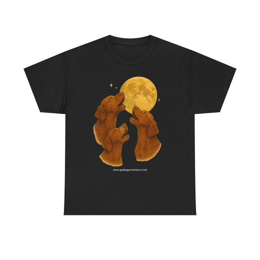 Vizsla Moon T-Shirt, Howling Dogs Meme Tee, Three Dog Night Shirt, Vizsla Lover Gift, Unisex Cotton Top