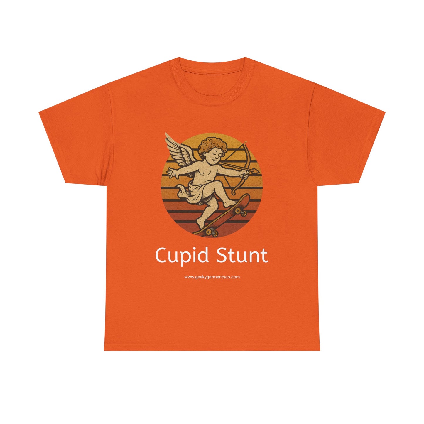 Retro Skateboard Cupid Stunt T-Shirt | Vintage Sunset Cherub Ollie Tee