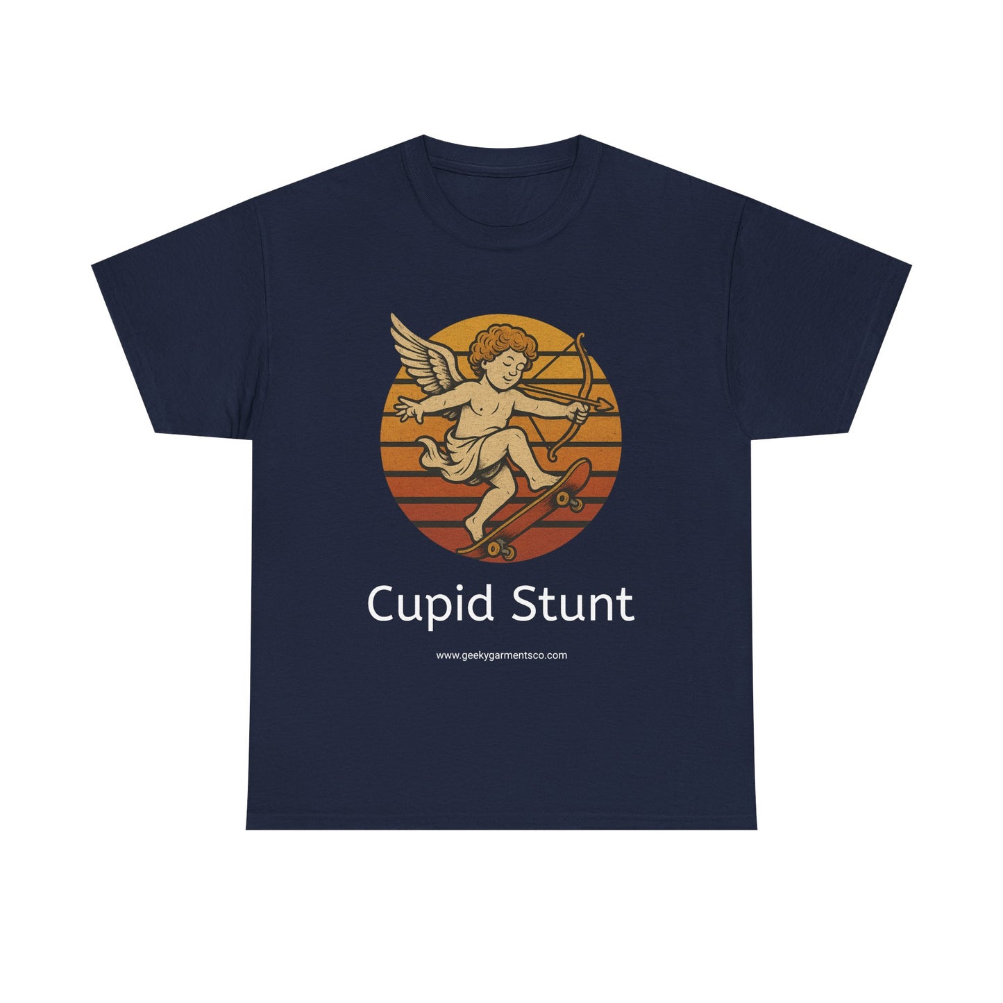 Retro Skateboard Cupid Stunt T-Shirt | Vintage Sunset Cherub Ollie Tee