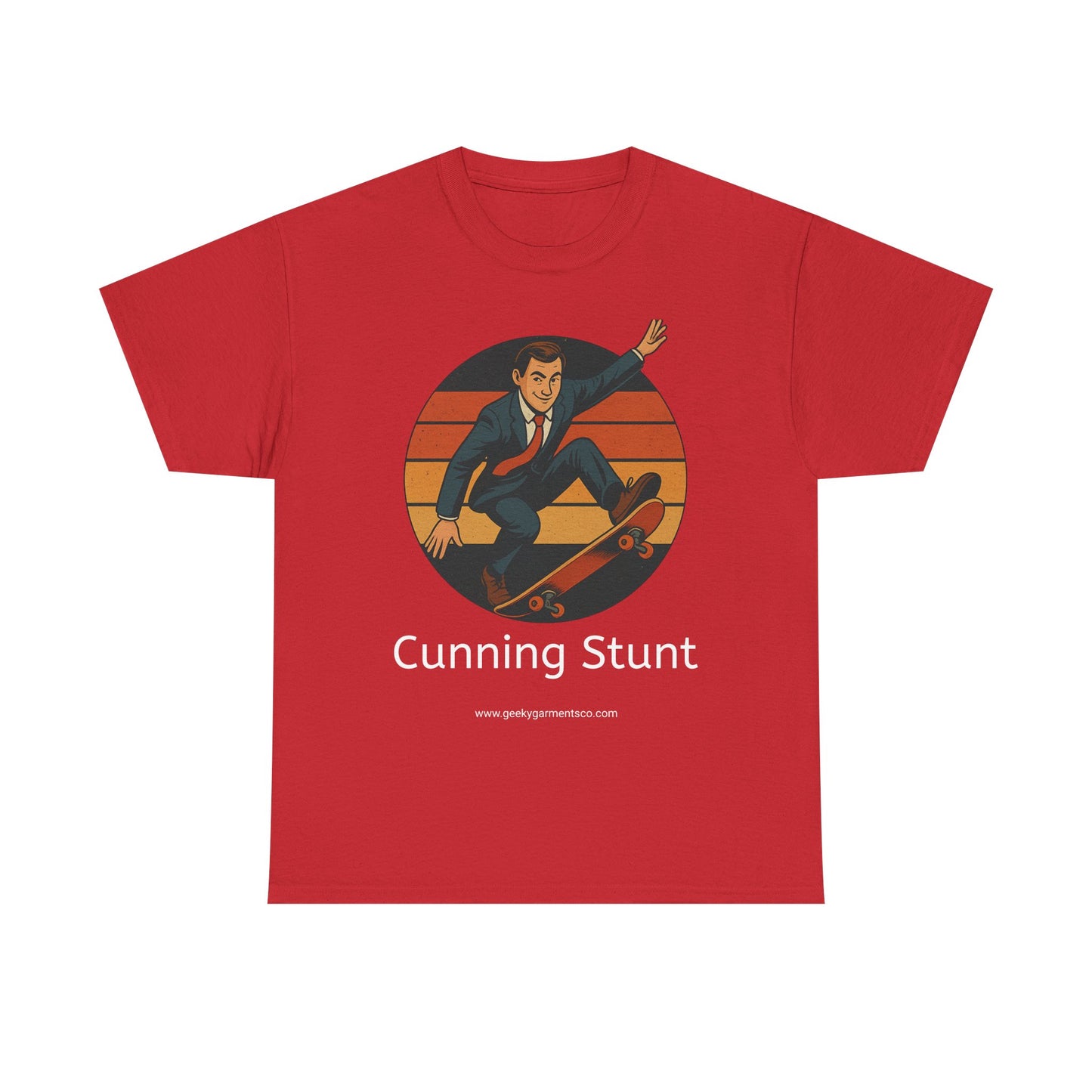 Retro Skateboard Cunning Stunt T-Shirt | Vintage Sunset Sneaky Spy on a Skateboard Tee